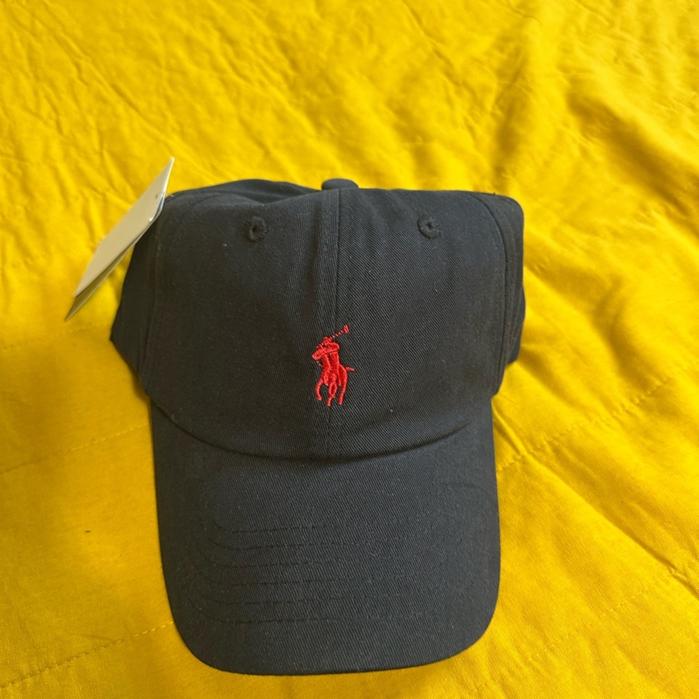 Polo by Ralph Lauren Men's Cap in Navy with Red Logo